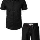 Ensemble de chemise en coton et de shorts de couleur bleu marine pour homme