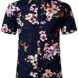 Chemise à Manches Courtes en Coton avec Imprimé Floral pour Homme