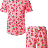 Ensemble de Chemise en Coton et de Shorts Imprimés Pastèque pour Homme