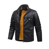 Veste en Cuir Rétro Doublée en Fleece
