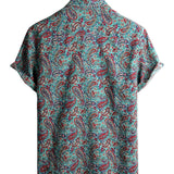 Chemise Vintage en Coton à Manches Courtes avec Boutons pour Homme en Style Paisley
