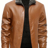 Veste en Cuir Élégante Doublée en Fleece
