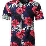 Chemise à Manches Courtes en Coton à Fleurs pour Homme