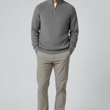 Pull Herre à Zip Demi avec Col Montant – Gris