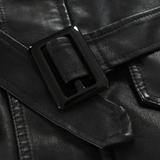 Veste de Biker en Cuir Élégante et Longue