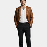 Veste en Cuir Caramel