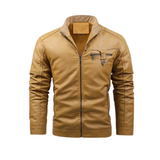 Veste en Cuir Rétro Doublée en Fleece