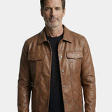 Veste en cuir bronzé rebelle