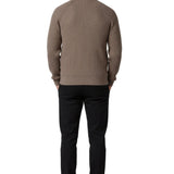 Pull homme à demi-zip avec col montant – Brun taupe