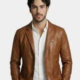 Veste en Cuir Caramel