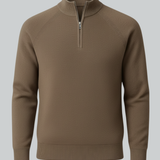 Pull-over pour homme à demi-zip avec col montant – Brun Taupe