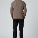 Pull-over pour homme à demi-zip avec col montant – Brun Taupe