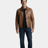 Veste en cuir bronzé rebelle