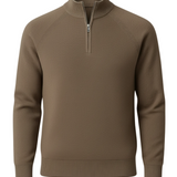 Pull homme à demi-zip avec col montant – Brun taupe