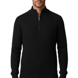 Pull pour homme à demi-zip avec col montant – Noir