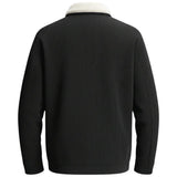 Veste homme en velours avec col en sherpa et boutons-pression - Noir