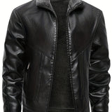 Veste en Cuir Élegante Doublée en Fleece