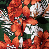 Chemise à Manches Courtes en Coton d'Hawaï avec Fleurs Vertes pour Homme