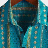 Chemise à Manches Courtes en Coton Vintage des Années 70 avec Imprimé Rayé pour Homme