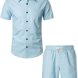 Ensemble de chemise en coton et de shorts de couleur bleu marine pour homme