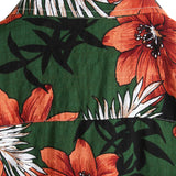 Chemise à Manches Courtes en Coton d'Hawaï avec Fleurs Vertes pour Homme
