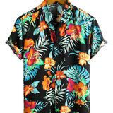 Chemise à Manches Courtes en Coton à Fleurs pour Homme
