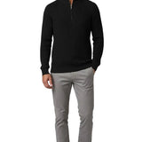 Pull pour homme à demi-zip avec col montant – Noir