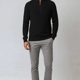 Pull Herre à Col Montant et Zip Demi – Noir