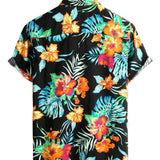Chemise à Manches Courtes en Coton à Fleurs pour Homme