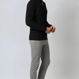 Pull Herre à Col Montant et Zip Demi – Noir