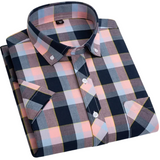 Chemise à Manches Courtes à Carreaux en Coton