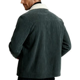 Veste pour homme en velours avec col en sherpa et boutons-pression - Gris anthracite