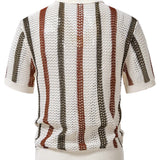 Polo en Crochet à Col V Rayé
