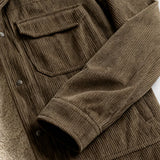 Veste pour homme en velours avec col en sherpa et boutons-pression - Marron café