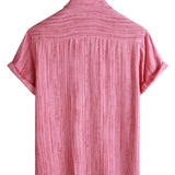 Chemise à Manches Courtes en Coton avec Poche pour Homme à Rayures Noires Respirante