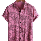 Chemise Hawaïenne Vintage à Manches Courtes en Coton avec Fleurs Roses pour Homme