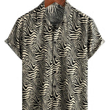 Chemise en Coton pour Homme Vintage d'Été avec Imprimé de Tigre, Fraîche pour les Vacances à la Plage, à Manches Courtes et Boutons