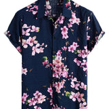 Chemise à Manches Courtes en Coton avec Imprimé Floral pour Homme