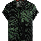 Chemise à Manches Courtes en Coton Rayée Décontractée pour Homme