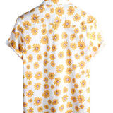 Chemise à Manches Courtes en Coton Hawaïenne Jaune pour Homme