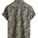 Chemise en Coton pour Homme Vintage d'Été avec Imprimé de Tigre, Fraîche pour les Vacances à la Plage, à Manches Courtes et Boutons