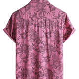 Chemise Hawaïenne Vintage à Manches Courtes en Coton avec Fleurs Roses pour Homme