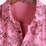 Chemise Hawaïenne Vintage à Manches Courtes en Coton avec Fleurs Roses pour Homme