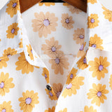 Chemise à Manches Courtes en Coton Hawaïenne Jaune pour Homme