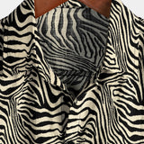 Chemise en Coton pour Homme Vintage d'Été avec Imprimé de Tigre, Fraîche pour les Vacances à la Plage, à Manches Courtes et Boutons