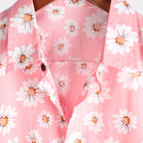 Chemise à Manches Courtes en Coton Hawaïenne pour Homme en Rose avec des Marguerites