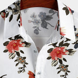 Chemise en Coton pour Homme avec Imprimé Floral Hawaïen à Boutons Courts