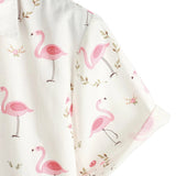 Chemise à manches courtes en coton avec imprimé de flamants roses pour hommes