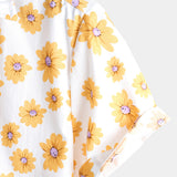 Chemise à Manches Courtes en Coton Hawaïenne Jaune pour Homme