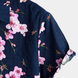 Chemise à Manches Courtes en Coton avec Imprimé Floral pour Homme